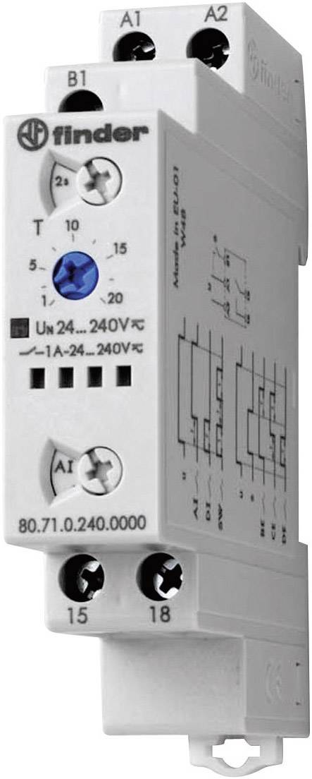 Elektronički multifunkcionalni vremenski relej s okretnim prekidačem za podešavanje vremenskih intervala. Pogodan za montažu na DIN šinu.