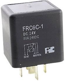 Crni elektromagnetski relej s natpisom 'FRC6C-1 DC 24V 50A 24VDC'. Pogodan za primjene istosmjerne struje.