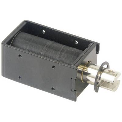 Solenoidni actuator s crnim kućištem i vidljivim metalnim klipom koji viri sa strane.