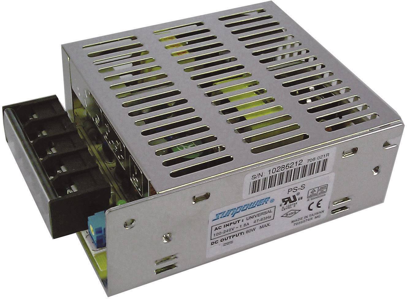 Metalno napajanje, model "Superpower", izlaz: 15V 0,4A, prikazuje ventilacijske otvore, priključne stezaljke i specifikacije proizvoda.