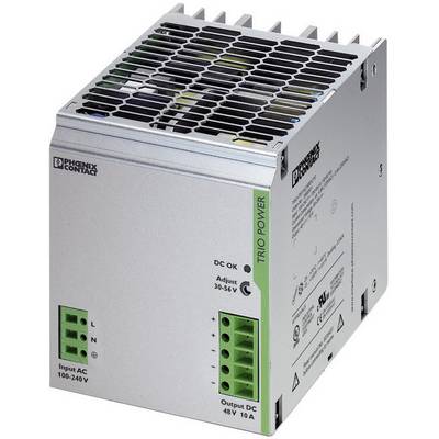 Industrijski napajanje Phoenix Contact, model Trio Power. Nudi izlaz od 48V, 10A. Ulazni napon od 100-240V AC.