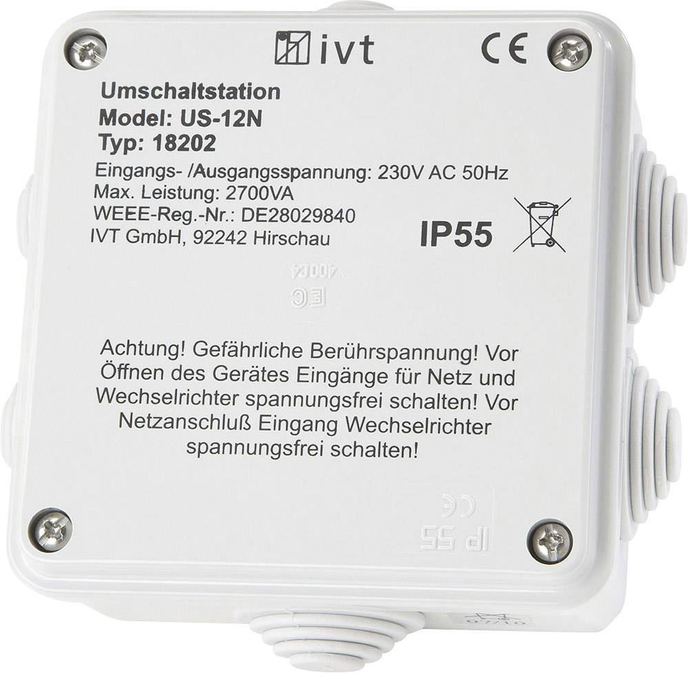 Preklopna stanica s modelom US-12N, 230V AC, 50Hz, maks. snaga 2700VA. Napomena: 'Pažnja! Mogući opasni dodiri!'.