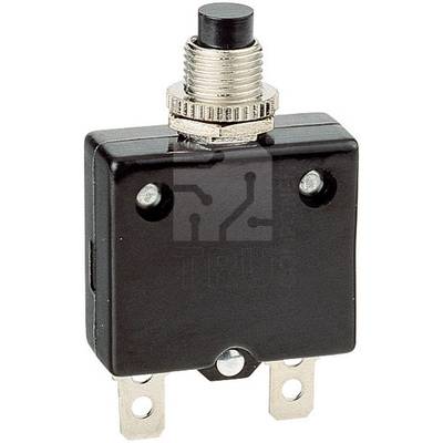 Crni električni prekidač s dvije metalne priključnice i okruglim gumbom na vrhu.