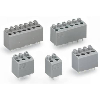 Sivi konektori za tiskane pločice u različitim veličinama, pogodni za električne spajanje i industrijske primjene.