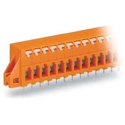 Narančasti blok konektora s dvije redove metalnih iglica, za upotrebu u elektroničkim uređajima.