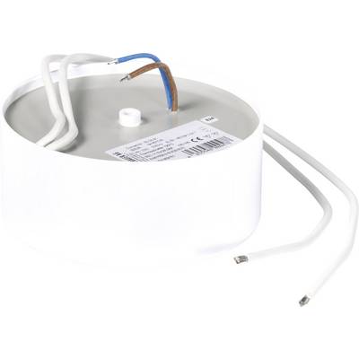 Okrugla bijela stropna poklopnica s nekoliko kabela, vjerojatno za lampu ili električni uređaj.