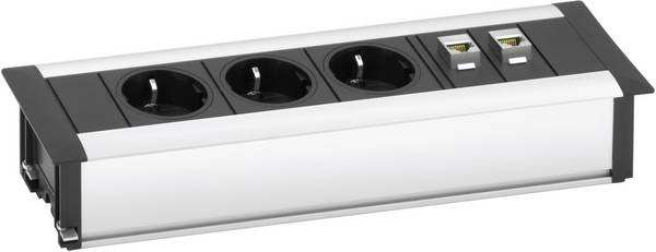 EVOline 159610001000 letva s utičnicama 3-struki aluminij boja, crna utičnica 1 St.