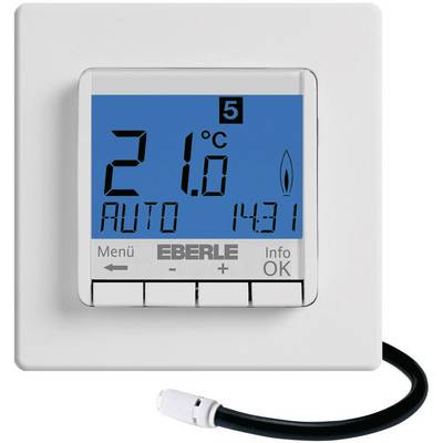 Digitalni sobni termostat s plavim zaslonom, prikazuje 21°C. Vidljiv je način rada 'AUTO' i vrijeme 14:31. Prisutne su tipke izbornika, informacija, plus i minus.
