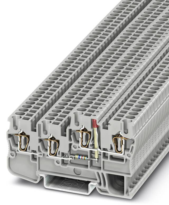 Sivo modularno redovno klačno sučelje s više priključaka koje se koristi za organizaciju i spajanje električnih vodova.