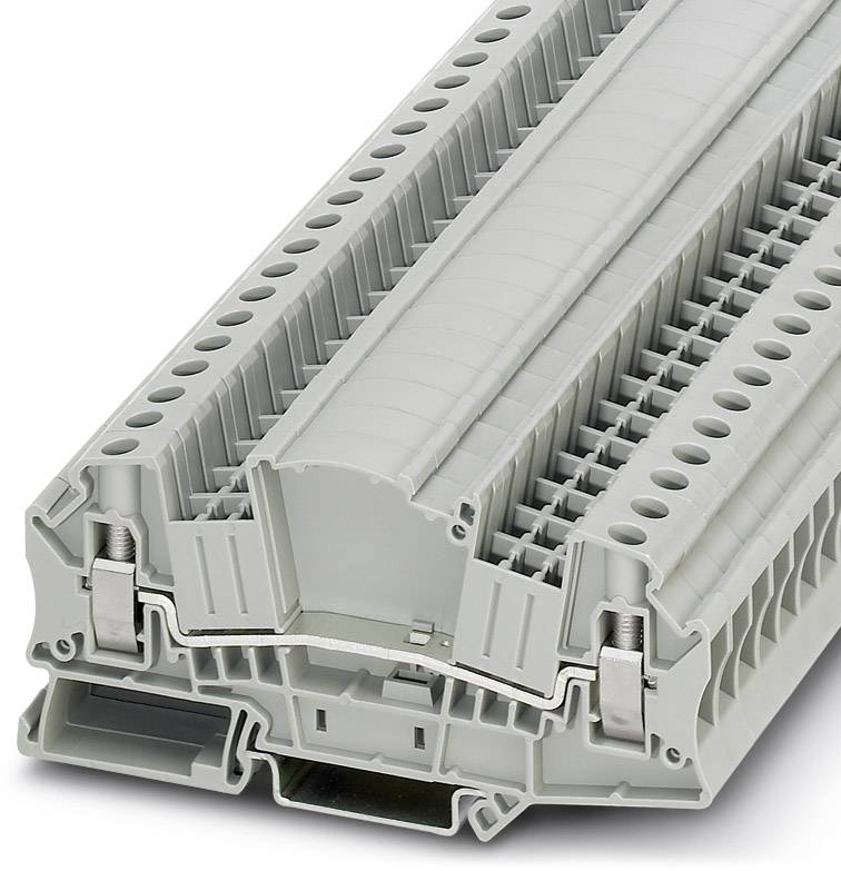 Sivi priključni blok s više razina za industrijske električne spojeve.