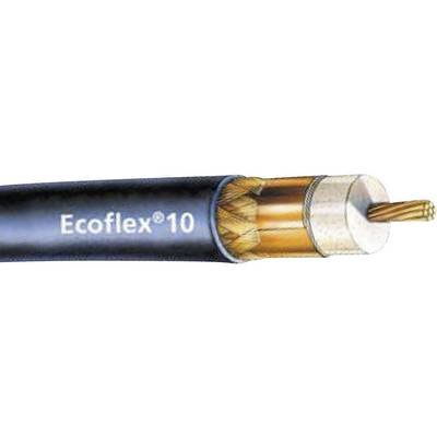 Presjek Ecoflex® 10 koaksijalnog kabela prikazuje njegovu unutarnju strukturu, uključujući bakreni vodič i izolacijske slojeve.
