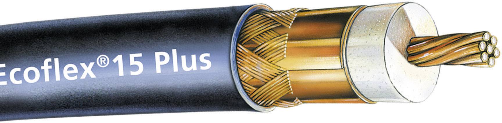 SSB Electronic 6043 Coaxkabel Buitendiameter: 14.60 mm Ecoflex15 Plus 50 Ω 90 dB Zwart per meter