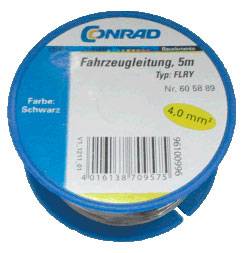 Uloga upravljanja vozilom, 5m, tip FLRY, boja crna, 4,0 mm², marka 'Conrad'.