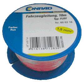 Vodič za vozila, 10 m, Tip: FLRY, Boja: Crvena, 1,5 mm²
