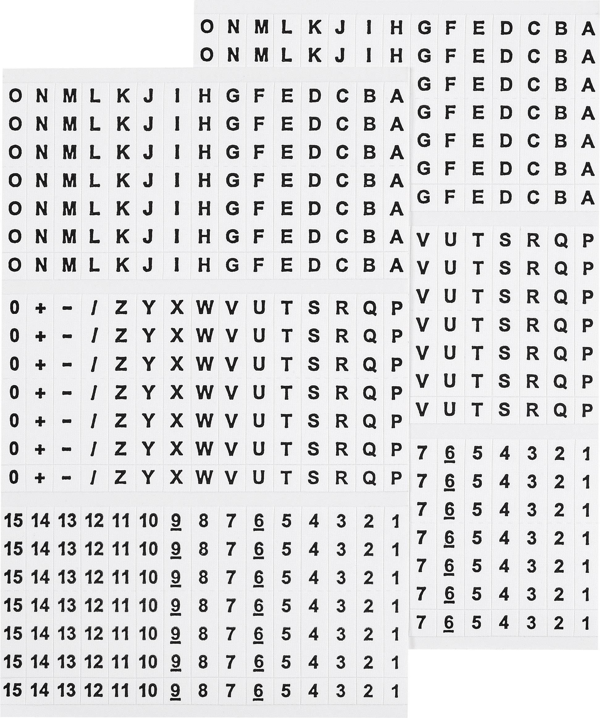 TRU COMPONENTS 1565168 Bedrukte plakmarkering Opdruk A - Z, +, -, 0 - 15 606616