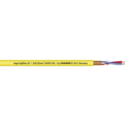 Žuti kabel s crnim tekstom: 'top highlight 27 x 0,22 mm²/AWG 24 + by OMERIN/EXAM'. Vidljivi bakreni i šareni vodovi.