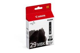 Kertusza tinte za pisač Canon za model 'PIXMA 29 MBK'. Sadrži pigmentnu tinti u mat crnoj boji. Pakiranje u crvenoj i bijeloj boji.