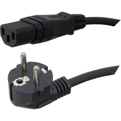 Crni električni kabel s Euro utikačem i ženskim IEC priključkom, pogodan za europske električne uređaje.