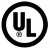 Logo "UL" u crnom krugu.