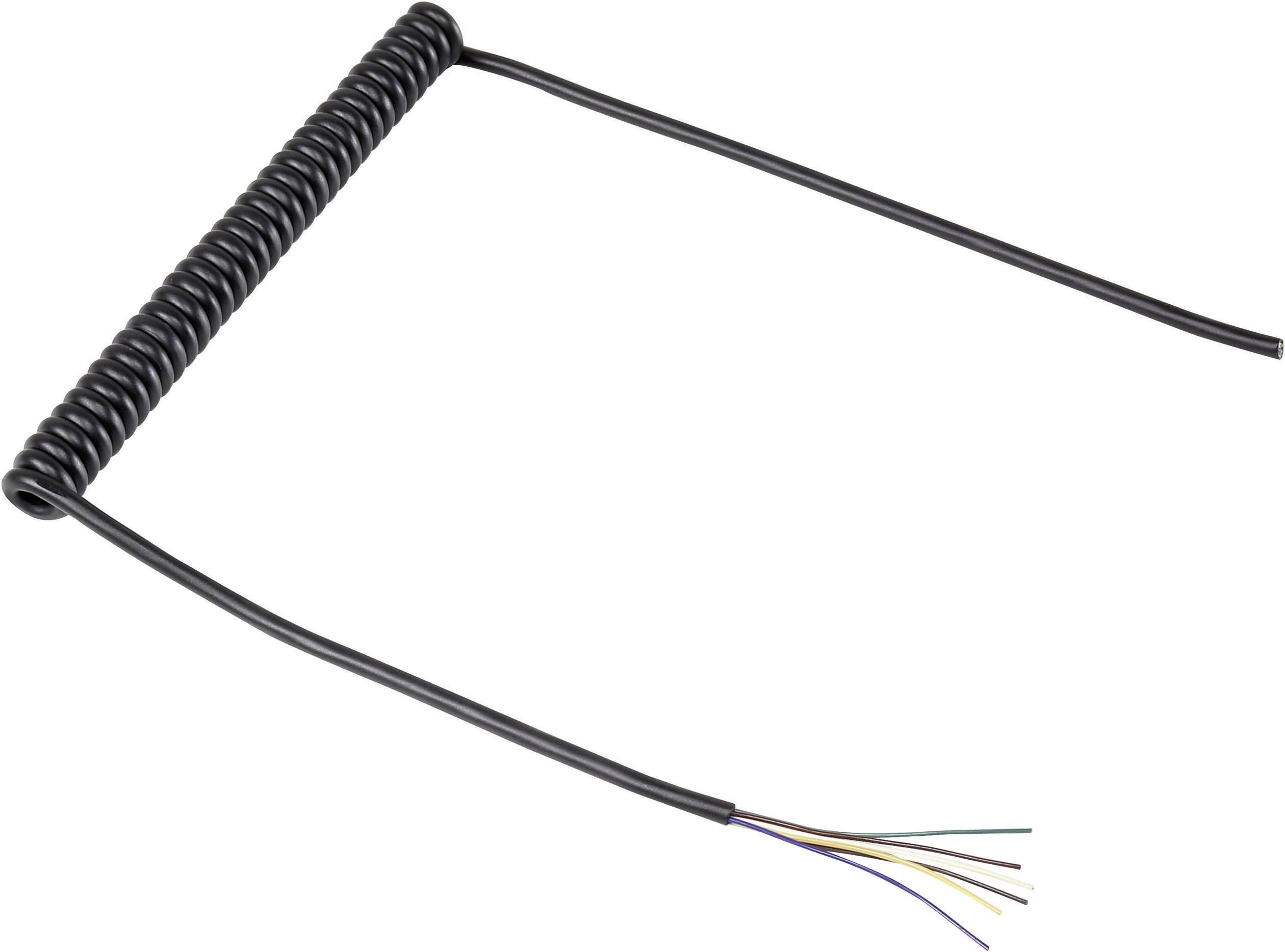 TRU COMPONENTS 1571516 Spiraalkabel 204 mm / 600 mm 6 x 0.12 mm² Zwart 1 stuk(s)