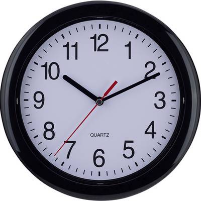 Analogni zidni sat s crnim okvirom pokazuje 10:10 sati.