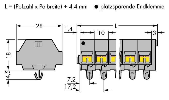 WAGO 261-254 letva rednih stezaljki 10 mm opruga Dostupnost: l siva 50 St. Package