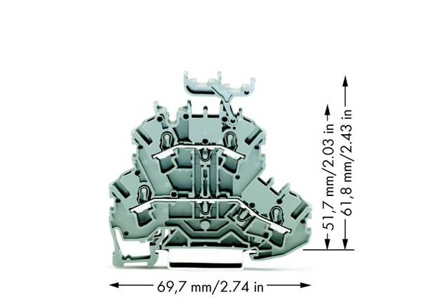 WAGO 2002-2231 dvokatna prolazna stezaljka 5.20 mm opruga Dostupnost: l, l siva 50 St.
