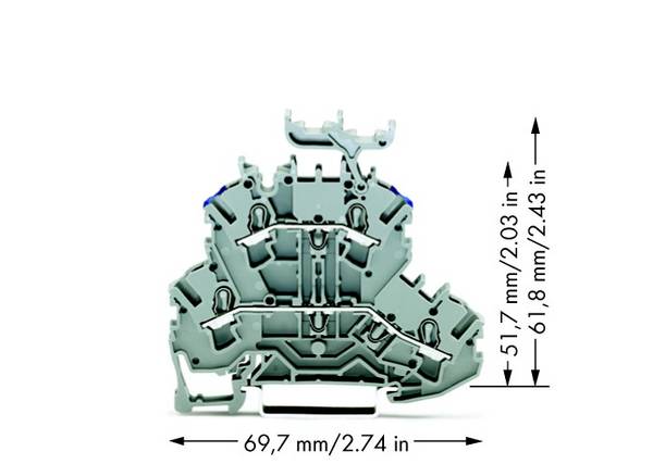 WAGO 2002-2233 dvokatna prolazna stezaljka 5.20 mm opruga Dostupnost: l, n siva 50 St.