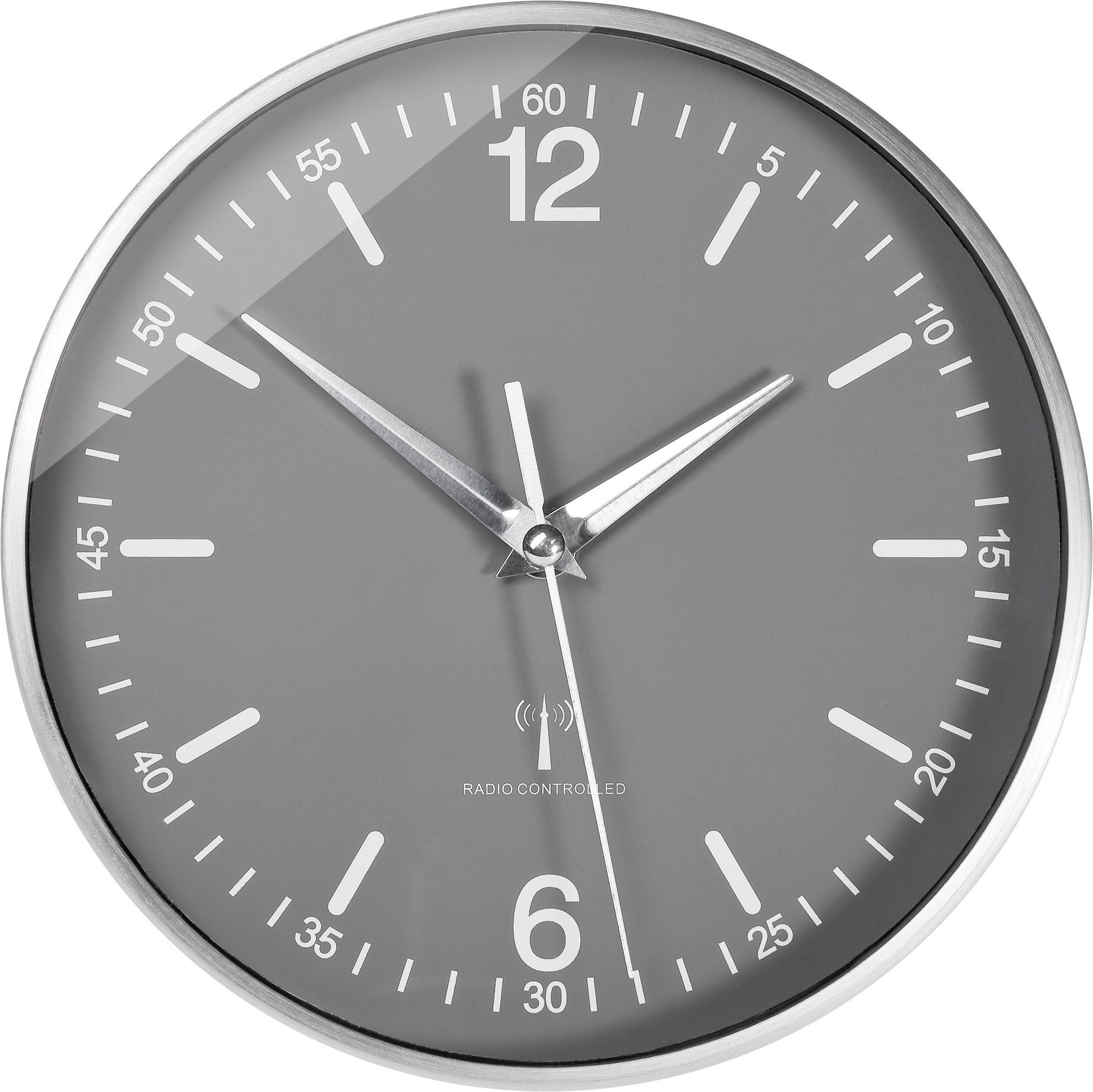 TFA Dostmann 60.3503 Zendergestuurd Wandklok 19.5 cm x 19.5 cm x 50 mm x 19.5 cm x 50 mm Aluminium