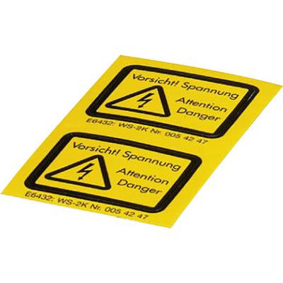Dva žuta sigurnosna naljepka s crnim simbolom munje i tekstom 'Oprez! Električni napon', upozoravaju na električno napajanje.