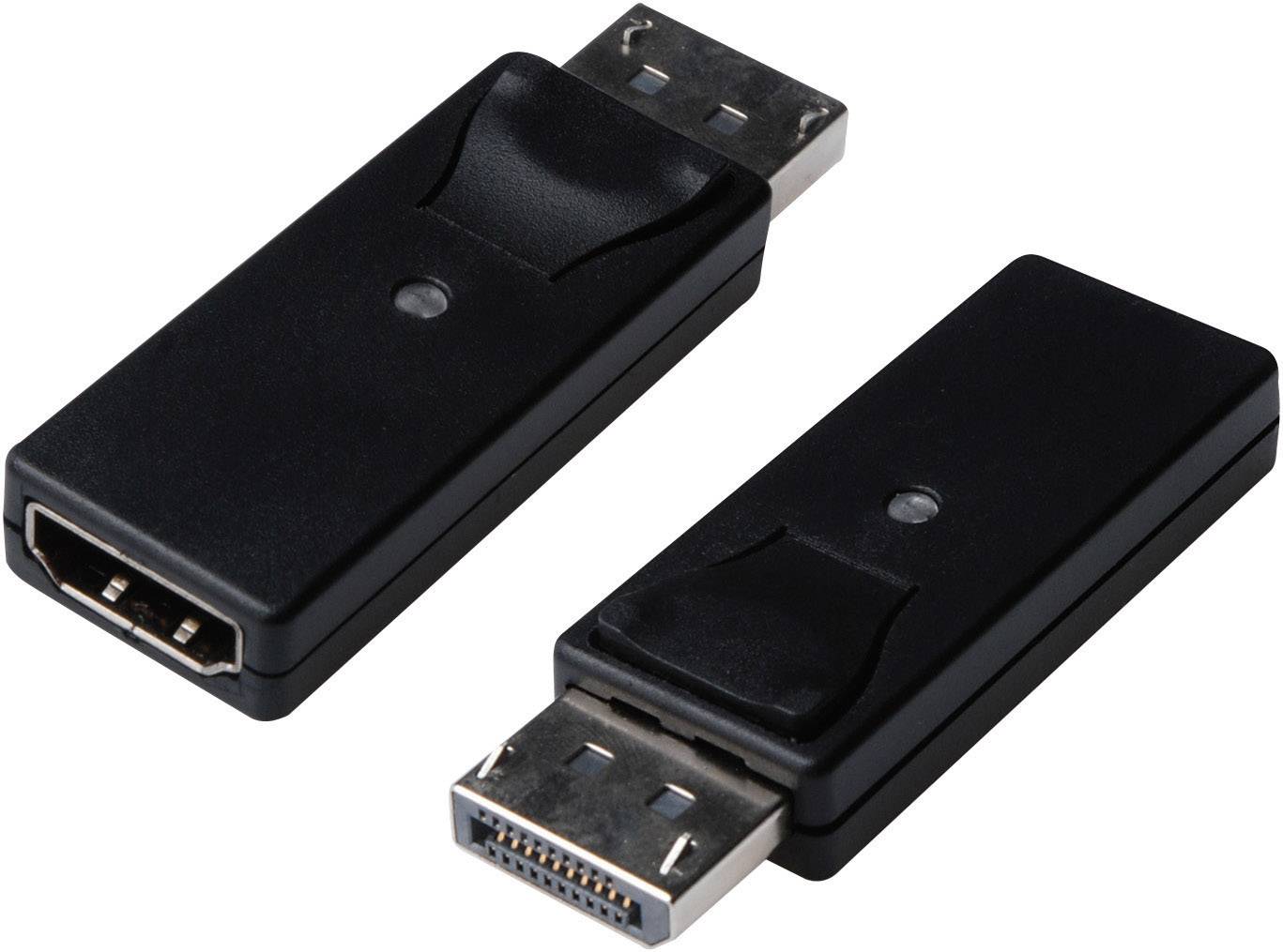 Dva crna adaptera, jedan s HDMI priključkom, a drugi s DisplayPort priključkom. Postavljeni su jedan pokraj drugog.