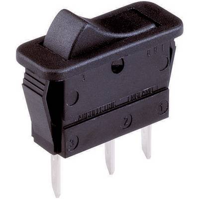 Crni prekidač za uključivanje/isključivanje s tri metalna kontakta, pogodan za električne uređaje.