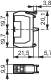 Tehnički nacrt elektroničke komponente s dimenzijama: širina 11,7 mm, visina 10,7 mm, dubina 21,6 mm.