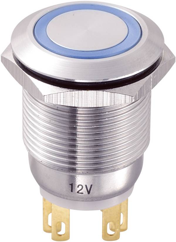 TRU COMPONENTS TC-8904668 LAS1-GQ-11E/B/12V tlačno tipkalo sa zaštitom od vandalizma 250 V/AC 3 A 1 x off/(on) s povratom plava 1 St.