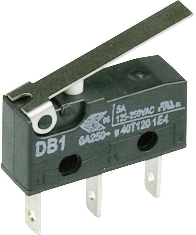 Mikro prekidač s polugom i tri priključka, model DB1, napon 125/250VAC.