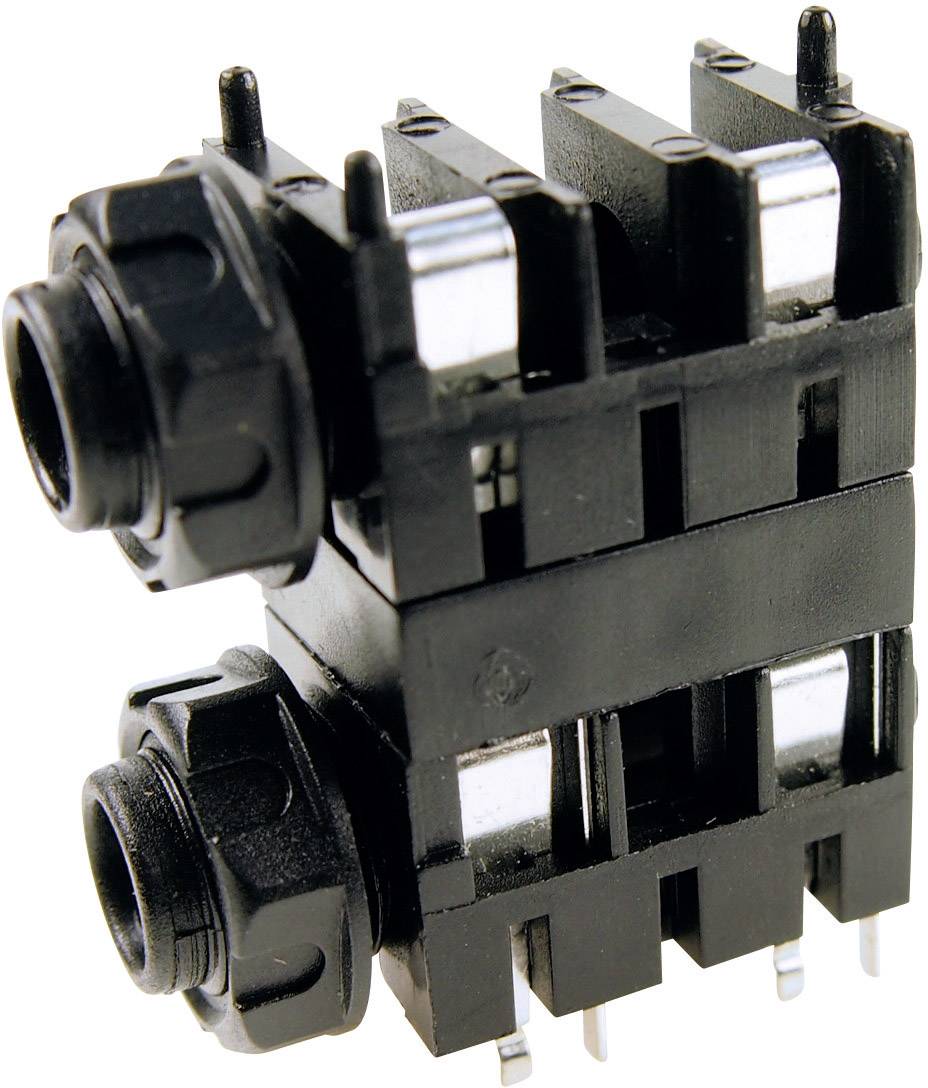 Crni plastični utikač s više metalnih pinova za elektroničke spojeve, pogodan za industrijske primjene.