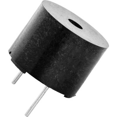 Cilindrični piezo-zujač sa dva metalna priključka, korišten za stvaranje akustičnih signala u elektroničkim uređajima.