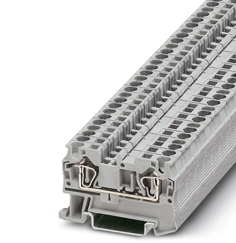 Gomila sivih stezaljki na više razina, prikladnih za električne spojeve u upravljačkim pločama, prikazana u bliskom kadru.