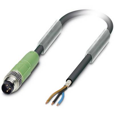 Kabel s zelenim utikačem i ogolijenim krajevima koji prikazuju tri žice u smeđoj, plavoj i bijeloj boji.
