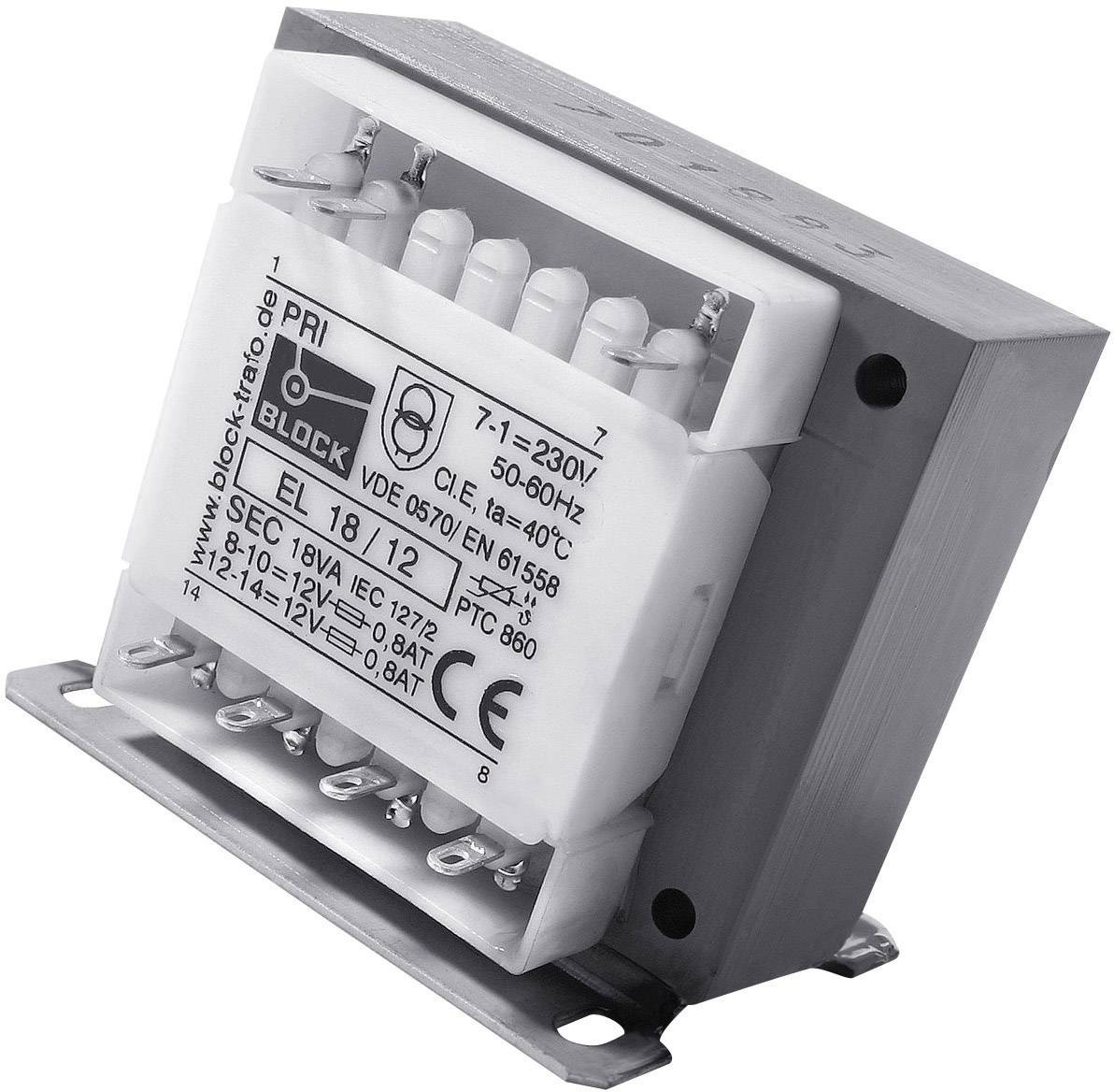 Kompaktan transformator s metalnim kućištem i električnim priključcima, pogodan za 7,1 - 230 V, 50-60 Hz.