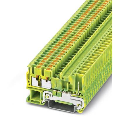Višeslojni zeleno-žuti redni stezaljka s metalnim kontaktima za električne spojeve u industrijskim primjenama.