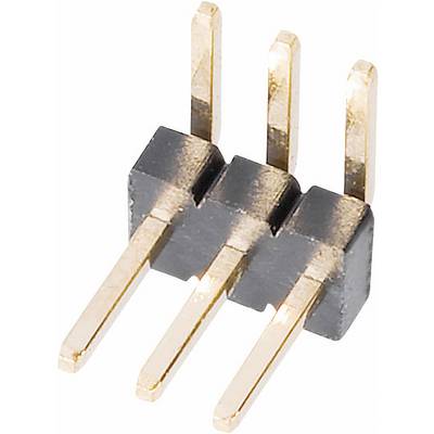 Trostruki utikač-konektor od metala i plastike, uobičajeno korišten u elektroničkim sklopovima.