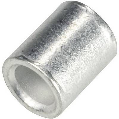 Srebrni metalni cilindar s rupom u sredini, vjerojatno električna stezaljka ili spojni dio za kablove.