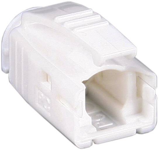Bijeli, pravokutni plastični priključak s otvorenom prednjom stranom, vjerojatno namijenjen električnim spojevima u uređajima ili vozilima.