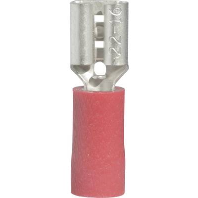Crveni izolirani kabelski papučica s metalnim priključkom, pogodan za presjeke kabela od 0,5 do 1,5 mm².