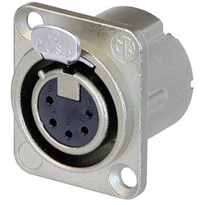 Okrugli, srebrni priključak s crnom umetkom i nekoliko rupa, koji služi za spajanje elektroničkih uređaja.