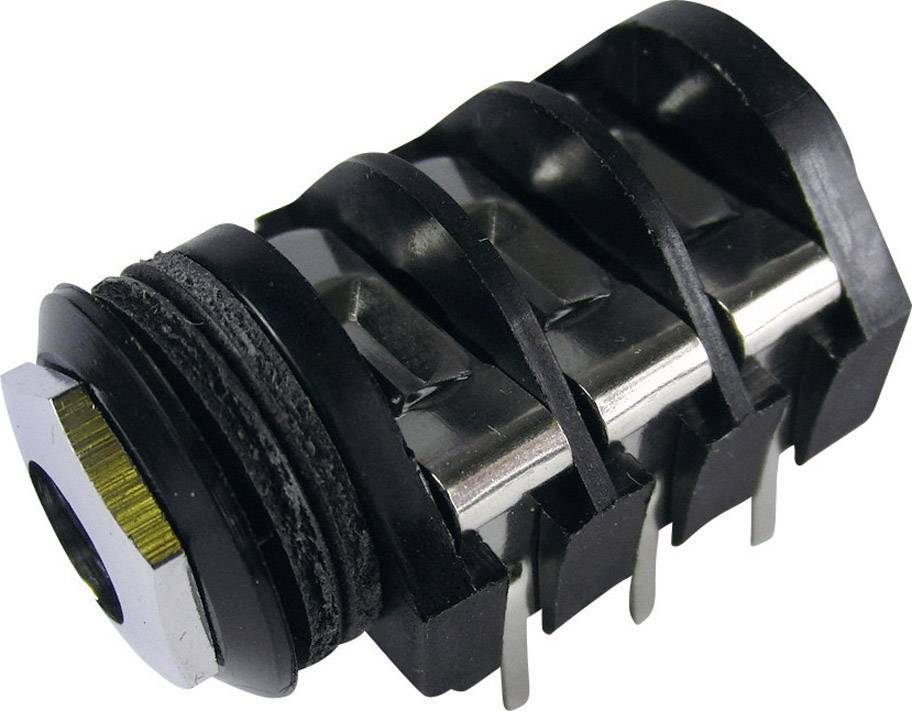 Crni i srebrni, cilindrični adapter utikača s više metalnih kontakata, pogodan za ugradnju u elektroničke uređaje.