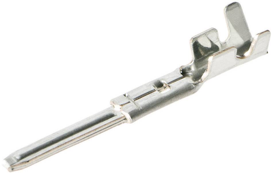 Metalni kontaktni pin s stezaljkom, često korišten u električnim spojevima, prikazuje detalje priključka.
