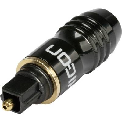 Crni Toslink adapter s zlatnim priključkom i natpisom 'Micron' sa strane. Koristi se za optijski prijenos audio signala.