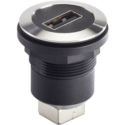 Crni USB priključak u cilindričnom metalnom kućištu, pogodan za ugradnju u uređaje ili namještaj.